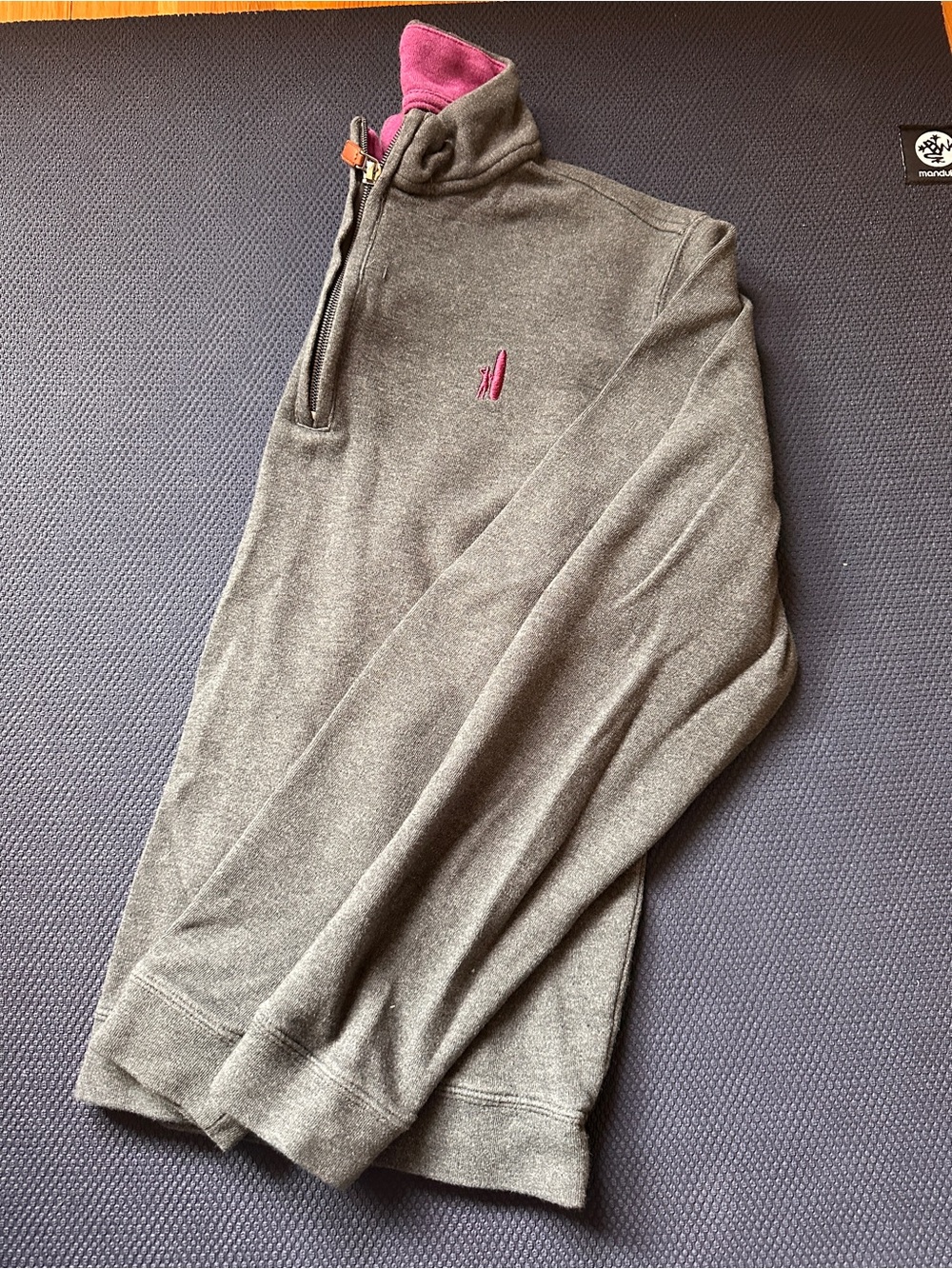 Boy's Quarter-Zip Sweater with Purple Trim